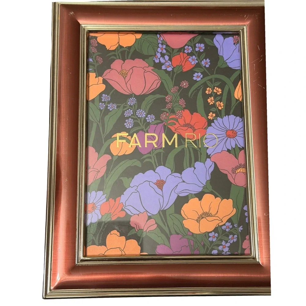Flawed Gem! Farm Rio Newport Hue Merlot 5x7 Picture Frame Rose Gold Metallic